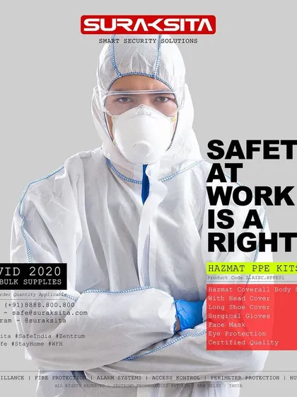 We provide complete Hazmat PPE kits to ensure maximum safety for individuals in high-risk environments. Each certified kit includes a full-body coverall, head and shoe covers, surgical gloves, a face mask, and eye protection, offering comprehensive defense against contaminants. We also offer SITRA certified options for specialized requirements.