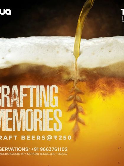 Crafting memories with craft beers at just ₹250. This poster emphasizes the experience of enjoying quality beer in the heart of the city.