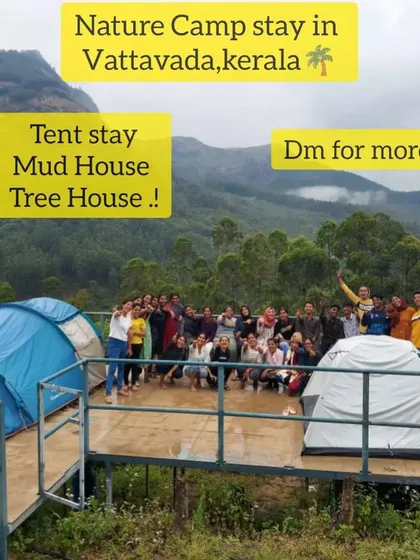 A group photo at the Vattavada nature camp, one of the unique stay options I offer near Munnar.