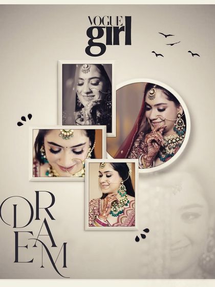 A creative and stylish bridal portrait collage with a "Vogue Girl" theme. This shows how I can turn your bridal photos into a magazine-worthy spread that is both modern and timeless.
