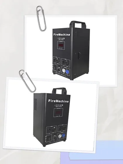 The control panel of the professional fire machine. This shows the DMX inputs and safety features that ensure every effect is delivered safely and reliably.
