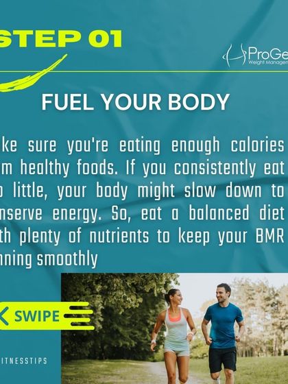 Step 1: Fuel your body correctly. Eating a balanced diet with enough calories is necessary to support an active lifestyle and a healthy metabolism.