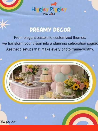 An example of a dreamy dessert table setup. We coordinate cakes, cookies, and floral arrangements to match your theme perfectly, creating a frame-worthy display.