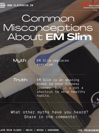 It's important to have clear expectations. This graphic clarifies a common myth about EM Slim. While it provides an amazing boost to your fitness journey, it is designed to complement a healthy lifestyle, not replace it entirely.