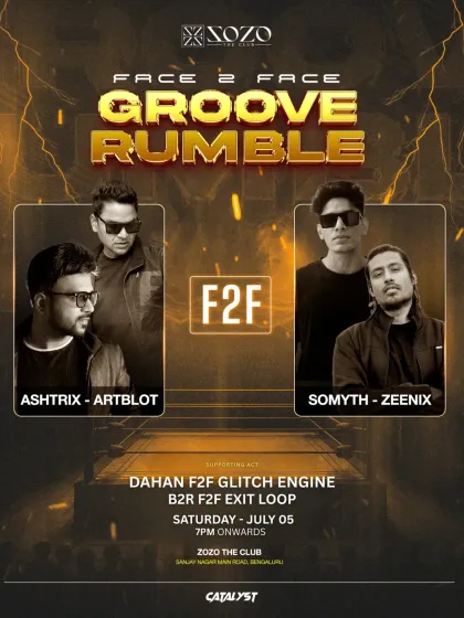 The Groove Rumble event at Zozo was a special face-to-face concept. I played a B2B set with Ashtrix, creating a powerful four-headliner experience.